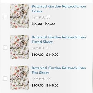 King sized sheets - 100% European Linen- Garnet hill - Botanical garden print
